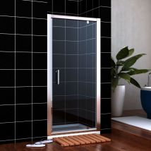 800mm Pivot Door Hinge Shower Enclosure Glass Screen + 1700 x 800 mm Shower Tray Waste - Elegant