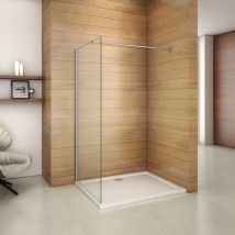 Aica Sanitaire - 800x1950x6mm paroi de douche walk in verre anticalcaire avec barre fixation 900mm