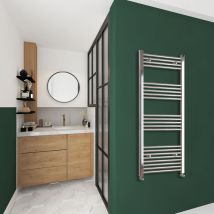 Aica Sanitaire - aica 1400x400mm(HxW) Chrome Straight Central Heating Towel Rail Radiator