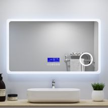 1000x600 led Bathroom Mirror with Bluetooth Speaker,Demister,3x Magnification,Cool White+Warm White Lights