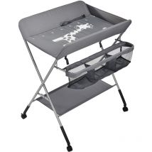 Yongqing - Baby changing table Table à Langer Bébé Pliante avec Panier de Rangement à Côté Structure en Fer Charge 80×65×99cm gris foncé