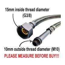 80cm Long M10 x 3/8' Noir Nylon Tressé Tuyau Flexible Robinet