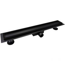 Sea-horse - 80cm Noir Acier Inoxydable Sol Salle De Bain Feuille Drain Douche Linéaire