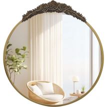 80cm Specchio Barocco Decorativo da Parete Rotondo da Parete Ingresso Specchio Bagno con Cornice Vintage Rose per Salotto Entrata Soggiorno