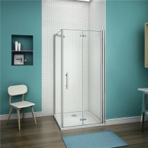 100cm Falttür mit 100cm Seitenwand H.195cm Duschkabine Scharniertür Duschabtrennung 6mm nano Glas Dusche