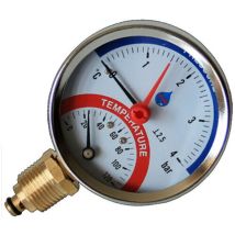 Aim - 80mm 10bar Manomètre De Température Entrée Latérale 120c 1/2' Thermomanomètre