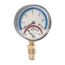 Ottone - 80mm 1,6bar 120C Thermo Pressure Gauge 1/2' inch Side Entry Thermomanometer