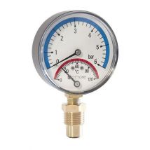 Ottone - 80mm 2,5bar 120C Thermo Pressure Gauge 1/2' inch Side Entry Thermomanometer