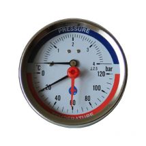 AIM - 80mm 4bar jauge entrée arrièrede pression température 120C 1/2' thermomanomètre