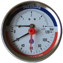 Aim - 80mm 6bar Jauge Entrée Arrièrede Pression Température 120c 1/2' Thermomanomètre