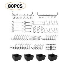 Xinuy - Ahlsen 80pcs Pegboard Hooks Assortment Home Store Storage Hooks Pegboard Tool Hanger Set Garage Kitchen Workshop Organizer Hooks