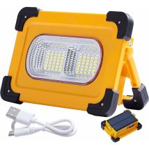 Tonchean Lampe solaire,80W Projecteur led Rechargeable, 4 Modes Lampe de Travail Solaire Portable avec usb, Projecteur de Chantier d'urgence étanche