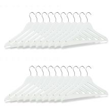 Ensemble cintre en bois pack de 20 cintres pour manteaux pantalons vêtements HxlxP: 23 x 44 x 1 cm, blanc - Relaxdays