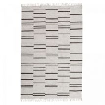 Impalo - Tapis kilim fait à la main en laine 160x230 gris et marron rectangle