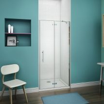 Aica Sanitaire - 80x187cm cabine de douche à charniére porte de douche pivotante + un receveur de douche 120x80cm