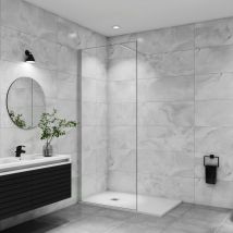 80x185cm+N:140cm Stabilisator 6mm Nano Sicherheitsglas Walk in Duschwand Duschabtrennung Höhe 185cm