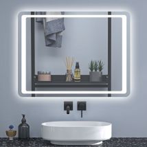 Sky Bathroom - 70x50cm led Bathroom Mirror with Lights Demister Anti-fog Touch Switch Wall Mounted Bathroom Mirrors Vanity Mirror