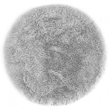 Tapis shaggy Ø80cm gris tissé rond motif uni ROULDA