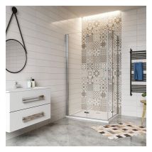 Aica Sanitaire - 80x80x185cm porte de douche pivotante à charnière avec un receveur correspondant à la dimension de la cabine de douche