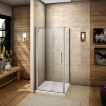 Aica Sanitaire - 100x70x187cm Porte pivotante porte de douche paroi de douche cabine de douche avec barre de fixation 140cm verre anticalcaire