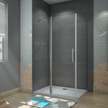 100X80X195cm Drehtür Falttür Schwenktür Eckeinstieg Dusche Duschabtrennung Duschkabine Duschtür 6mm Nano-glas mit Seitenwand