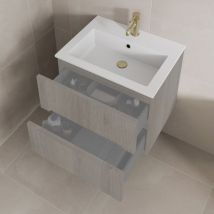 810 x 460mm Bathroom Recessed Basin Sink Modern 1 Tap Hole White Stone Resin