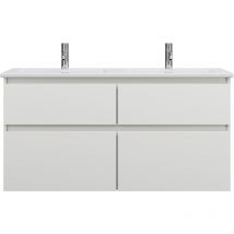 Burgbad - Lavabo doble de cerámica Lin20 color blanco brillo con