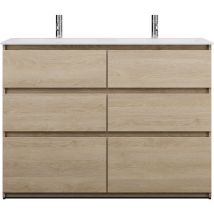 Burgbad - Lin20 Lavabo doble de fundición mineral color blanco mate