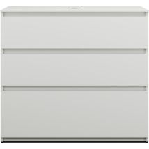 Burgbad Lin20 Mobile Sottolavabo con Piano di Appoggio – 3 Cassetti – 1002x552x900mm – Melamina – Bianco Opaco, Grigio Basalto, Blu Ghiaccio, Rovere 