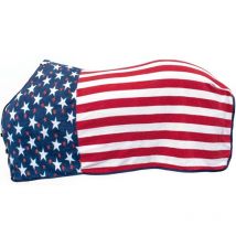 105 cm, Drapeau de l'Amérique: Couverture pour cheval Chicago aux couleurs des Etats-Unis en laine polaire anti-boulochage avec fermeture sur le