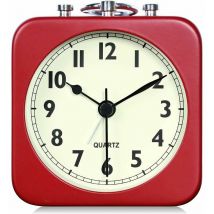 Tumalagia - 8.5cm Analog Alarm Clock Water Green Square Silent Small Metal Travel Alarm Clocks for Kids Bedroom Bedside Living Room Office
