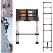 Dayplus - 8.5ft Échelle Pliable en Acier Inoxydable de 260cm Échelle de Grenier,Folding Ladder Charge Maximale: 150kg, 9 Échelons