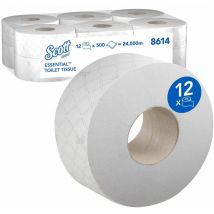 Scott - Essential Jumbo Roll Toilet Tissue 8614 - 2 Ply Toilet Paper - 12 Rolls x - White