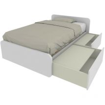 Lit simple 120x190 avec tiroirs, personnalisable et facile à assembler - blanc
