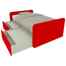 Lit simple 120x190 avec tiroirs, personnalisable et facile à assembler - Rouge