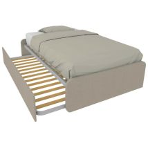 Lit queen size avec lit gigogne - Effet tissu
