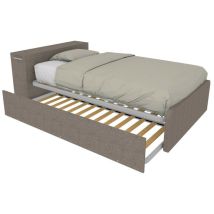 Lit Queen size 120x190 avec conteneur et deuxième lit extractible - Gris fumée