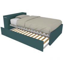 Lit Queen size 120x190 avec conteneur et deuxième lit extractible - Verde Petrolio