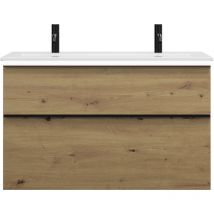 Burgbad - Eqio Slim lavabo cerámico con 2 agujeros para grifería,