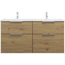Burgbad - Eqio Slim lavabo doble con mueble bajo para lavabo con 4