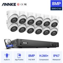 4K Ultra hd PoE Sistema de seguridad de video en red 16CH nvr 4K Vigilancia con compresión de video H.265 + 4K hd Torreta Cámaras ip con 12 cámaras