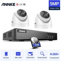 Annke - 8CH Kit de système de surveillance caméra de sécurité, 5 en 1 H.265 + dvr enregistreur 2MP caméra extérieure étanche vidéo cctv Kit 2 caméra