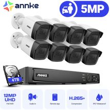 Annke - 8CH Kit de Vidéosurveillance nvr 8×5MP ir Caméra Bullet Vision Nocturne Intérieure Extérieure Étanche Détection Mouvement Accès Distance