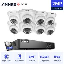 ANNKE 8CH Kit vidéosurveillance DVR 81080P Smart IR Vision Nocturne Imperméable Surveillance Distance Sécurité Caméra CCTV Set - 4TB HDD