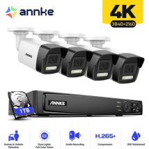 Annke - Kit di videosorveglianza nvr 8CH Telecamere 4×8MP Rilevamento intelligente del movimento a doppia luce Sistema di sorveglianza con telecamera