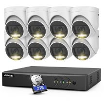 8CH système de caméra de sécurité,5 en 1 H.265 + enregistreur dvr caméra 2MP vidéosurveillance étanche extérieur de kit - Disque dur de 2 To - Annke