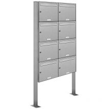 Edelstahl Standbriefkastenanlage 8er – Wetterbeständig – 1700mm hoch – 844mm breit – 114mm tief