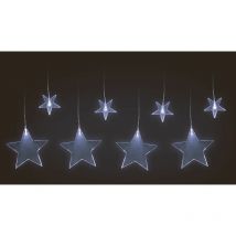 Led Sternenvorhang kalt weiß - 100 cm - Lichterkette Lichtervorhang mit 8 Sternen Weihnachten Winter Fenster Deksration - Timer Funktion Batterie