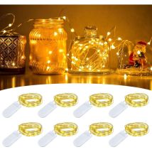 8er-pack Mini-led-lichterkette, Batteriebetrieben, 2 M, 20 Leds, Warmweiß, Dekorativ, Für Den Innenbereich, Z. B. Für Geschenkboxen, Partys, 