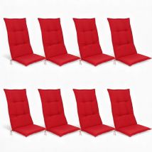 8er Set Hochlehner Set Base Hl Sitzkissen, 120x50x6cm Rot